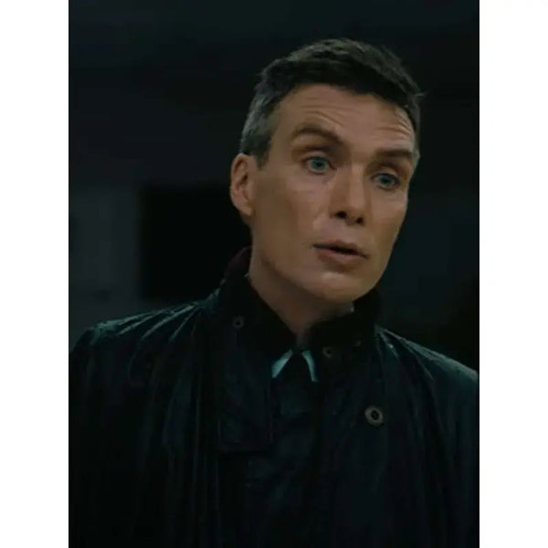Oppenheimer 2023 Cillian Murphy Black Leather Jacket