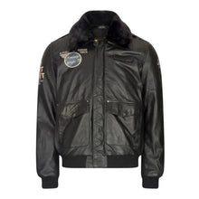 Aviator Leather Fur Collar Bomber Jacket