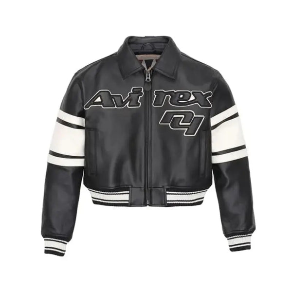 Avirex Black Black Leather Jacket – Vintage Jacket Avirex Black Black Leather Jacket – Vintage Jacket