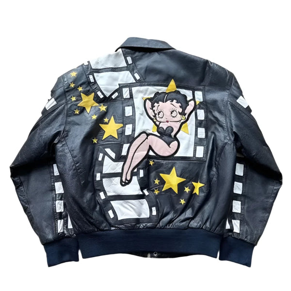 Betty Boop Vintage Black Leather Jacket – Vintage Jacket