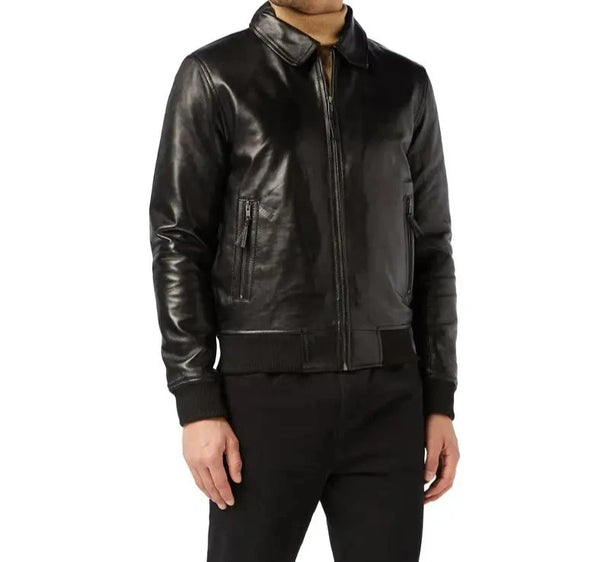 Bomber Biker With Collar Black Jacket
