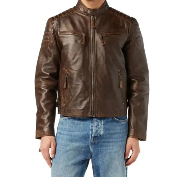 Biker Antique Washed Brown Jacket
