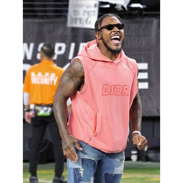 Dior Sleeveless Hooded Pink Oversized Vest
