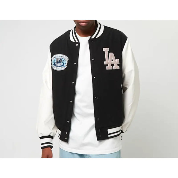 Dodgers Patch Black Varsity Jacket