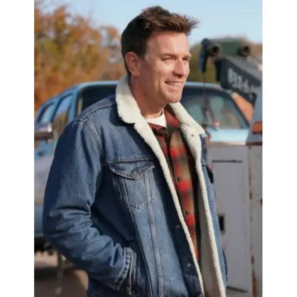 Blue Ewan Mcgregor Bleeding Love 2024 Denim Jacket