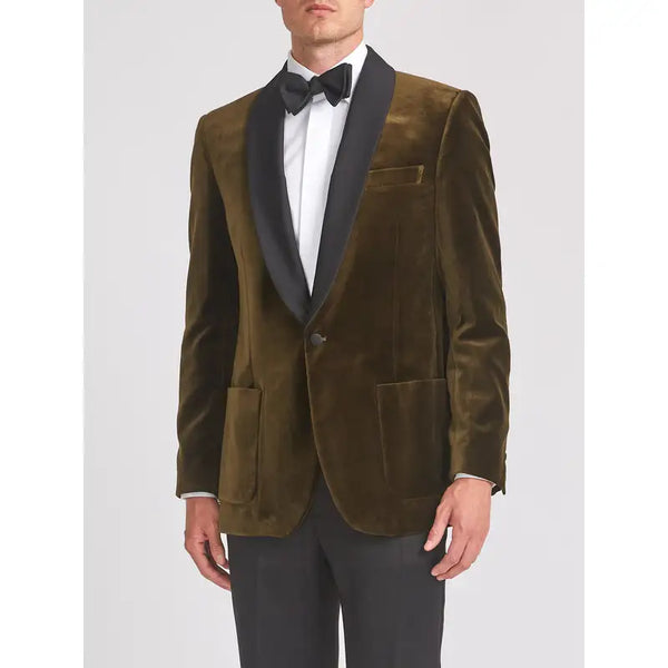 Brown Double Breasted Velvet Smoking Jacket