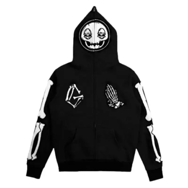 Glo Gang Skeleton Full-zip Hoodie – Vintage Jacket Glo Gang Skeleton Full-zip Hoodie – Vintage Jacket