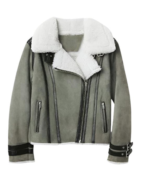 Grey-Suede-Shearling-Motorcycle-Jacket