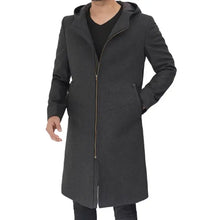 Grey Hooded Wool Fabric Coat