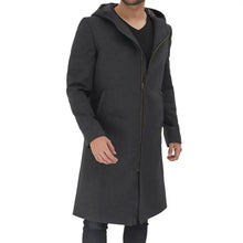 Grey Hooded Wool Fabric Coat