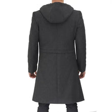 Grey Hooded Wool Fabric Coat