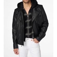 Jaxson Hooded Moto Leather Jacket