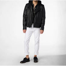 Jaxson Hooded Moto Leather Jacket