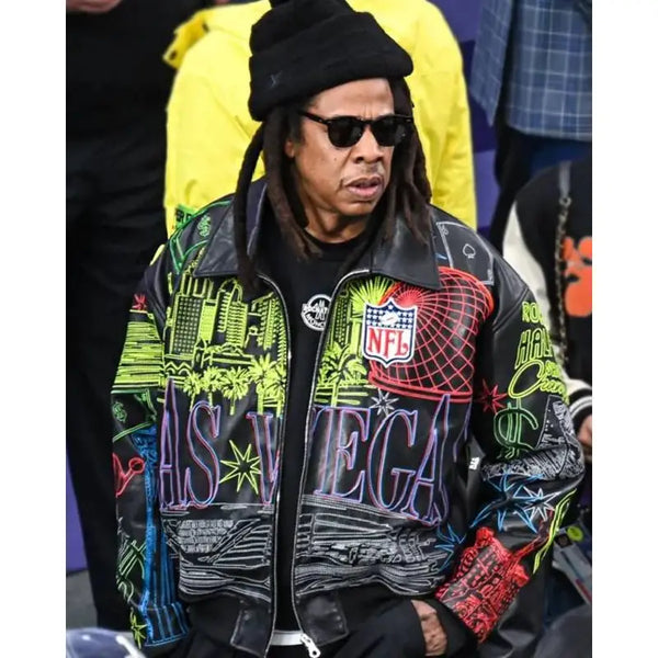 90s NFL NYジェッツ Jay-Z スタジャン JH Design 黒 Jay-Z Super Bowl LVIII Leather Bomber Jacket – Vintage Jacket