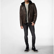 Jaxson Hooded Moto Leather Jacket