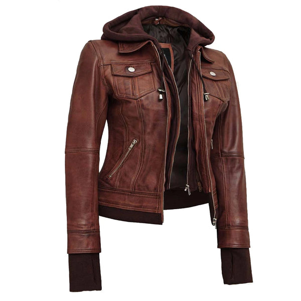 Brown jacket discount with hood