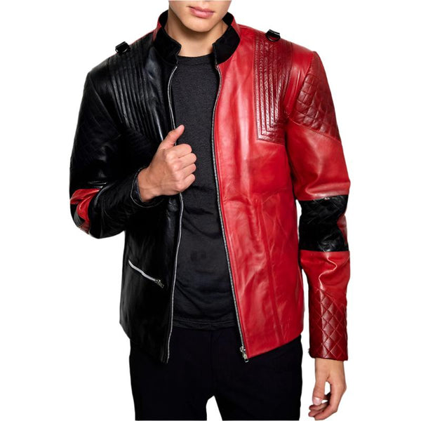 Live Fast Die Clown Halloween Red & Black Leather Jacket