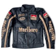 Marlboro Racing Leather Jacket Formula F1 Men Motorbike Black leather Racing Jacket