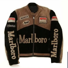 Marlboro Racing Leather Jacket Formula F1 Men Motorbike Brown Black Suede Racing leather Jacket