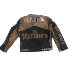 Marlboro Racing Leather Jacket Formula F1 Men Motorbike Brown Black Suede Racing leather Jacket