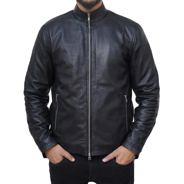 Casual Black Leather Jacket For Men