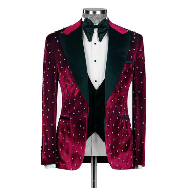 MenWineRedVelvetTuxedo