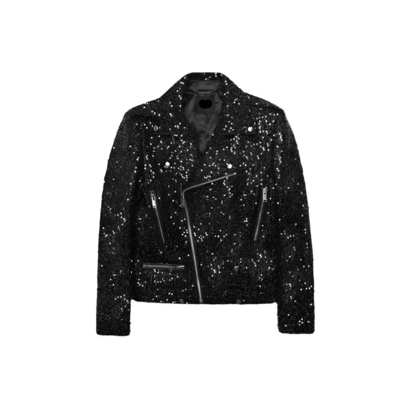 Unisex sequMen's Black Sequins Biker Jacketin-biker-jacket