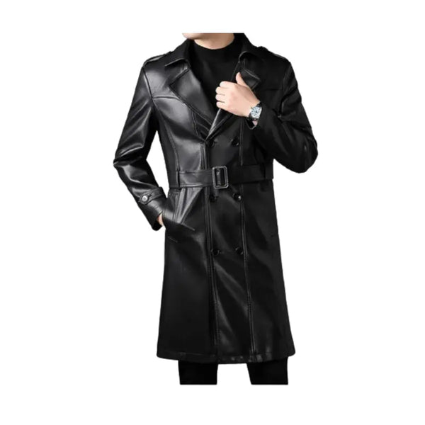Black Real Cow Leather Coat – Vintage Jacket