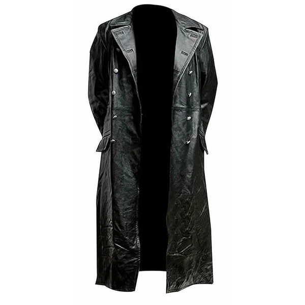 Mens Classic German Leather Trench Coat – Vintage Jacket