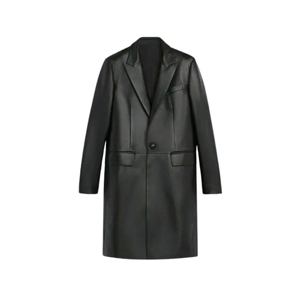 Men's Black Trench Coat Long Leather Duster Coat