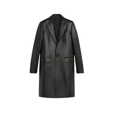 Men's Black Trench Coat Long Leather Duster Coat