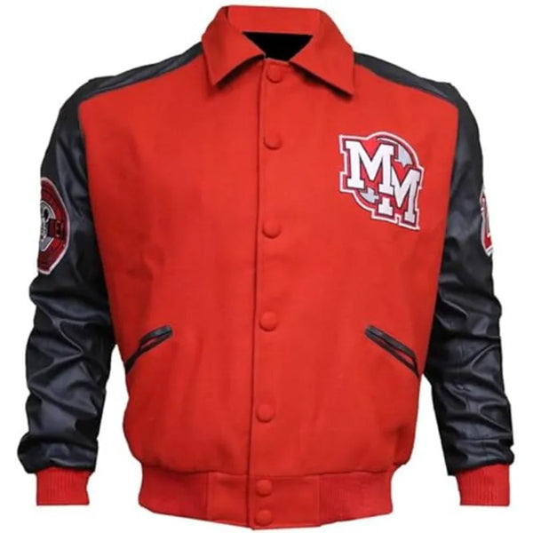 Michael Jackson Red & Black Fleece Letterman Varsity Bomber Jacket