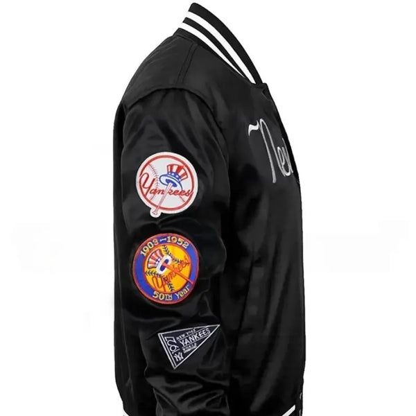 Exclusive Navy Yankees Full-Snap Varsity Satin Jacket – Vintage Jacket