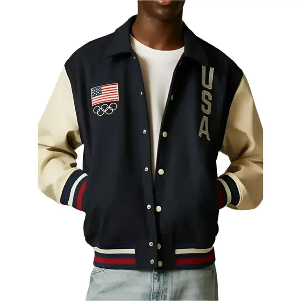 Olympic 2024 Team USA Navy Blue Varsity Jacket – Vintage Jacket