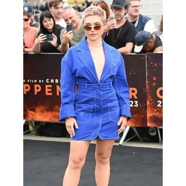 Oppenheimer 2023 Event Florence Pugh Blue Coat