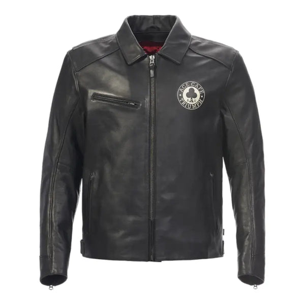 ジャケット・アウター ace_cafe1976 Triumph Ace Cafe Black Leather Motorcycle Jacket – Vintage Jacket