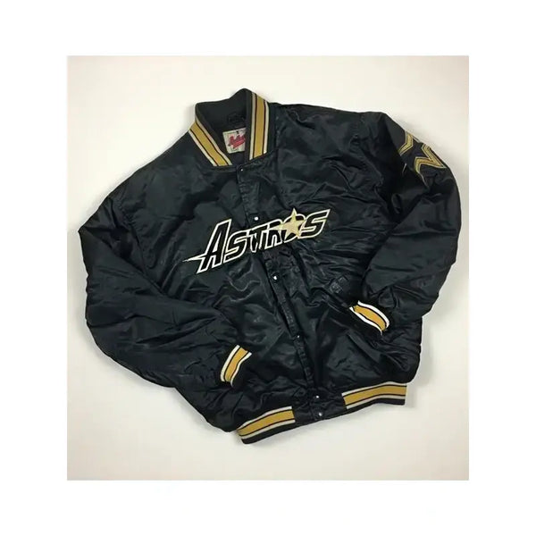 Houston Astros Throwback Satin Starter Jacket Navy Diamond