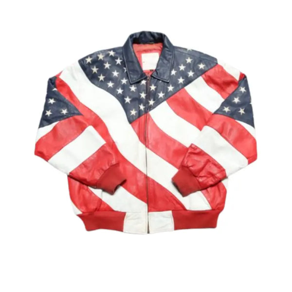 US Flag Vintage Leather Jacket