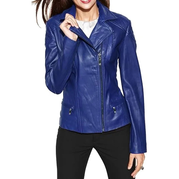 Womens Leather Bomber Motorcycle Biker Jaclet