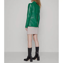 Womens Green Leather Blazer