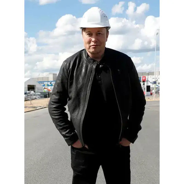 Elon musk Black leather jacket