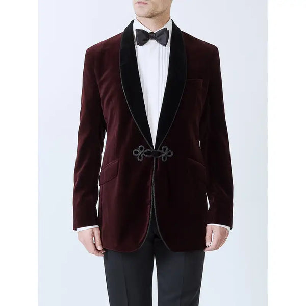 Burgundy Velvet Smoking Jacket