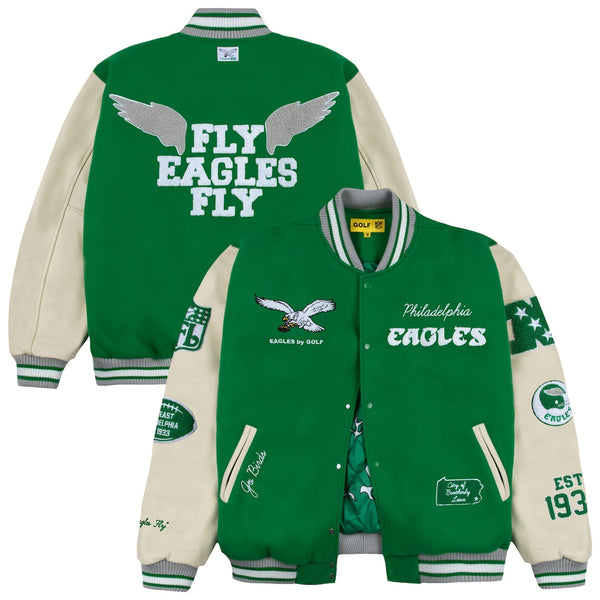 Philadelphia Eagles GOLF WANG Kelly Green Letterman Jacket