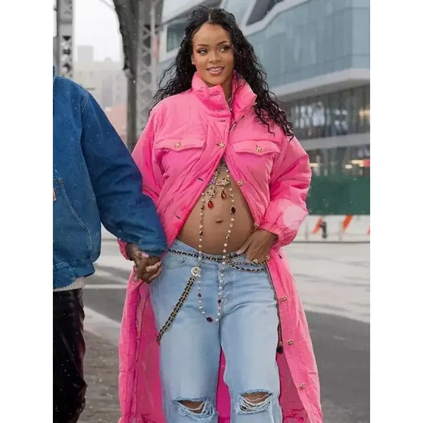 Rihanna Pink Puffer Jacket