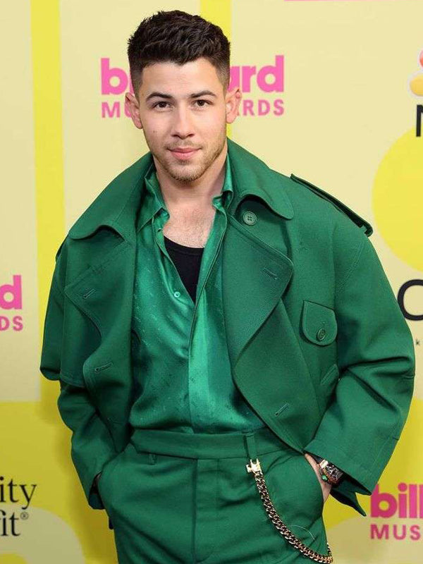 Billboard Music Awards 2021 Nick Jonas Green Pea coat