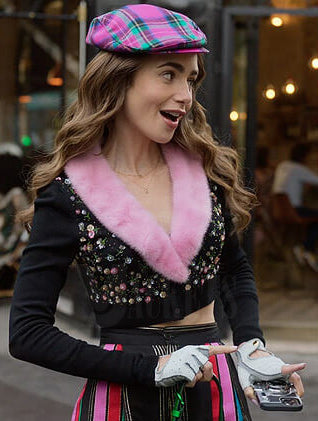 Emily in Paris Emily Cooper Fur Collar Cardigan