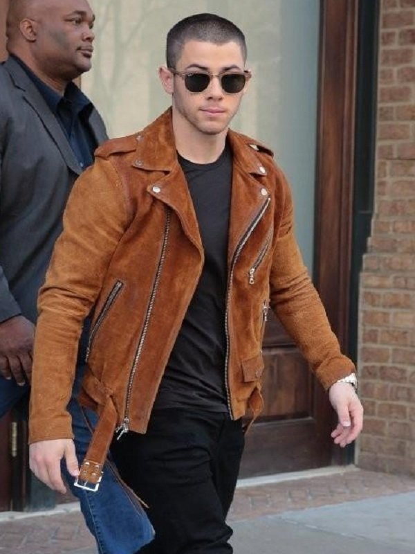 Nick Jonas Amiri Suede Motorcycle Jacket