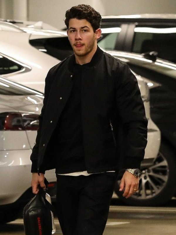 Nick Jonas Stylish Black Cotton Jacket