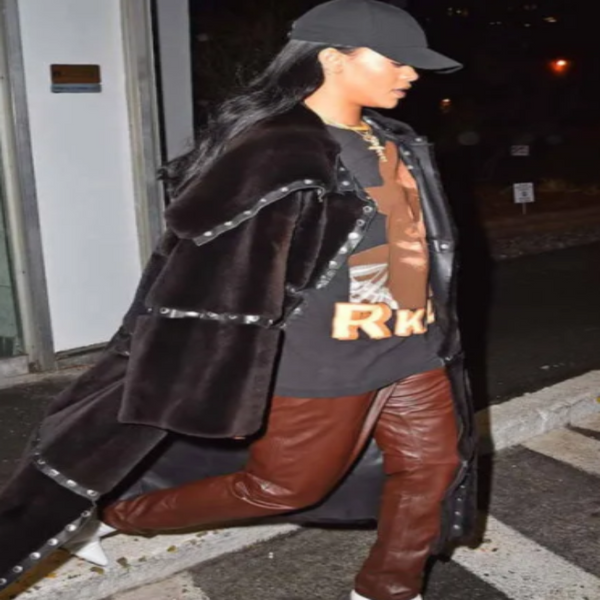 Rihanna Fuzzy Coat