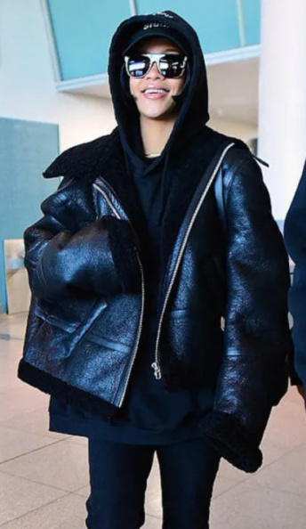 Rihanna Oversized Shearling Jacket